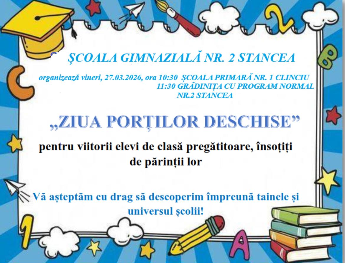 Ziua portilor deschise 27 martie 2026